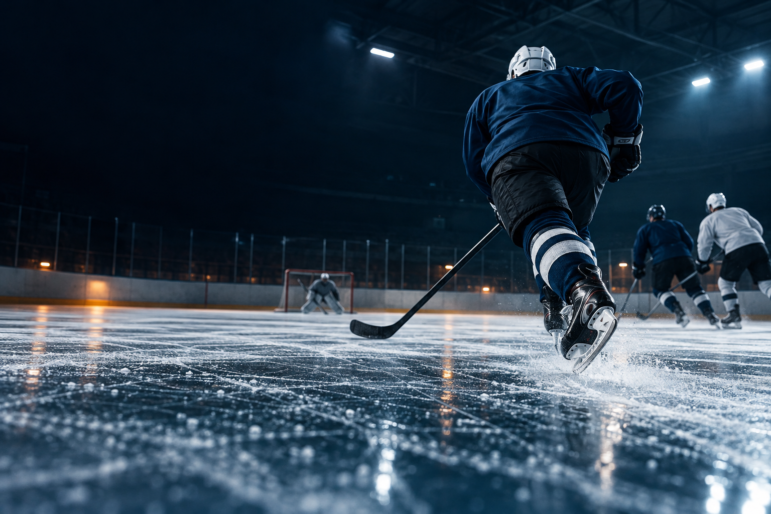 Concept artwork of adult hockey players on the ice